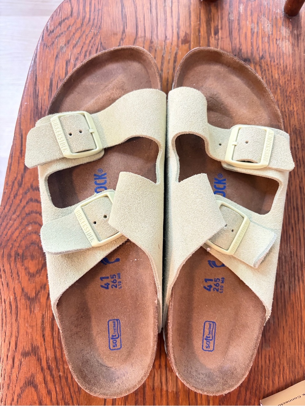 Lime green suede Birkenstock Arizona 10-10.5